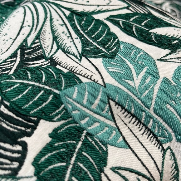 Eva Mendes Del Mar Jacquard Strapless Dress Pockets Green Palms Leaf Tropical - Picture 5 of 13